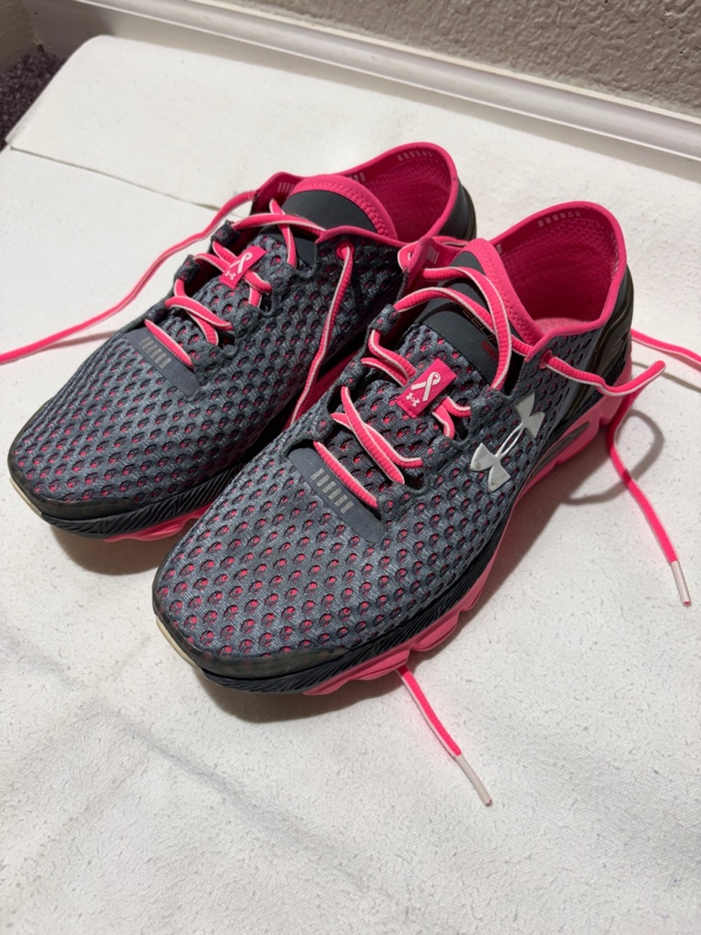 Under Armour Women's Charcoal and Hot Pink Training Sneakers